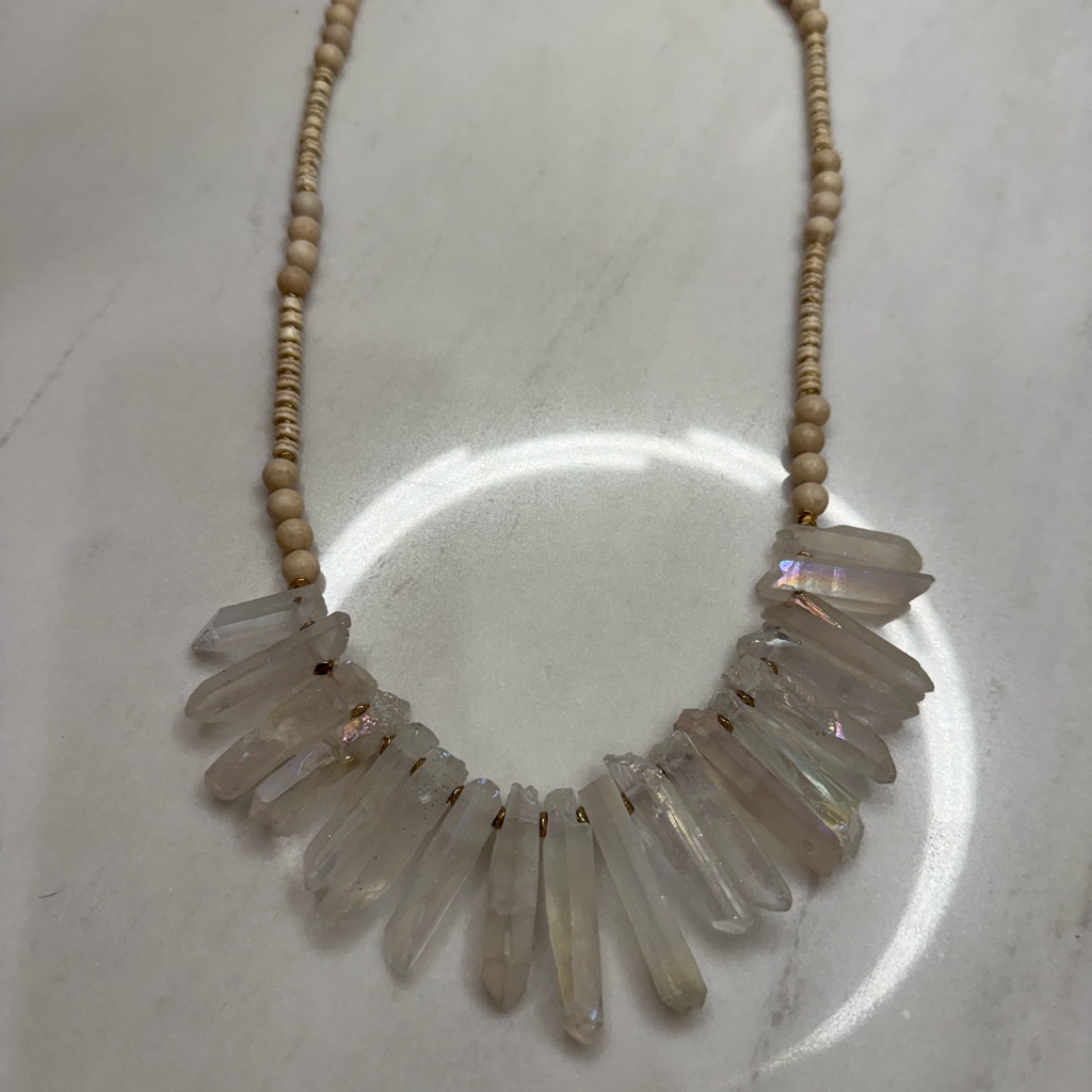Panacea Cache Iridescent Crystal And Natural Bead Necklace